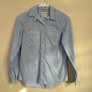 Madewell Button Down Shirt Long Sleeves Women's in Blue